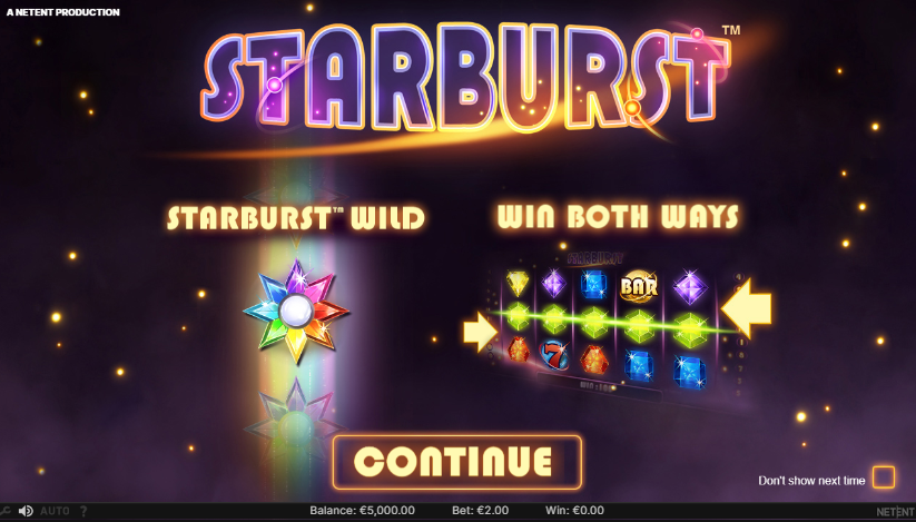 Starburst — NetEnt, RTP 96.09%